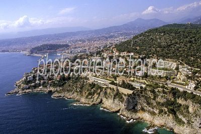 Vue aérienne de Villefranche-sur-Mer, Alpes-Maritimes