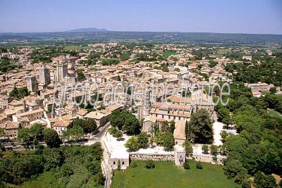 Vue aérienne d'Uzès, Gard