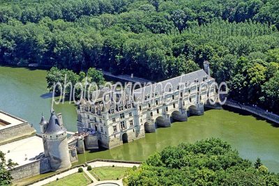Vue aérienne de Chenonceaux, Indre-et-Loire